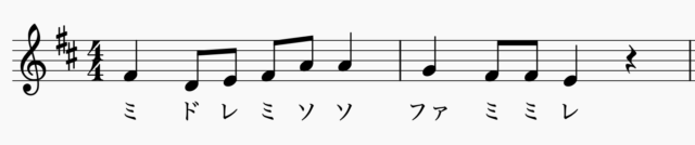 ハ長調の固定ド読みのメロディ